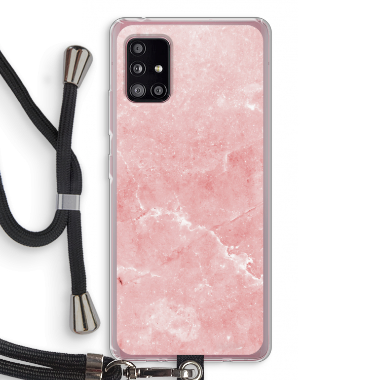 Roze marmer: Samsung Galaxy A51 5G Transparant Hoesje met koord