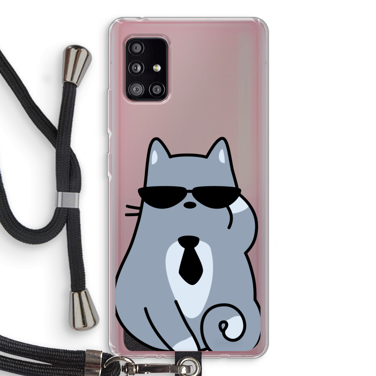 Cool cat: Samsung Galaxy A51 5G Transparant Hoesje met koord