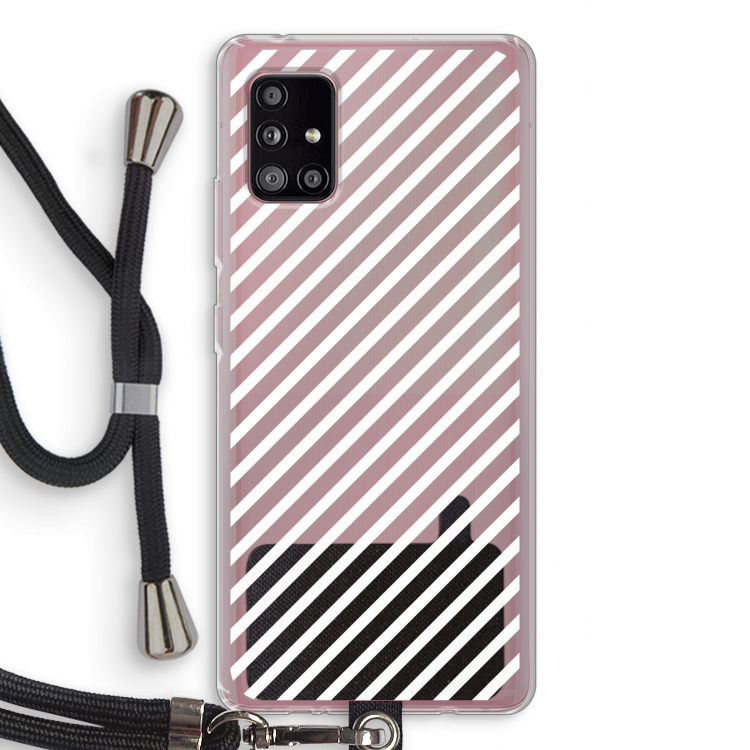 Strepen zwart-wit: Samsung Galaxy A51 5G Transparant Hoesje met koord