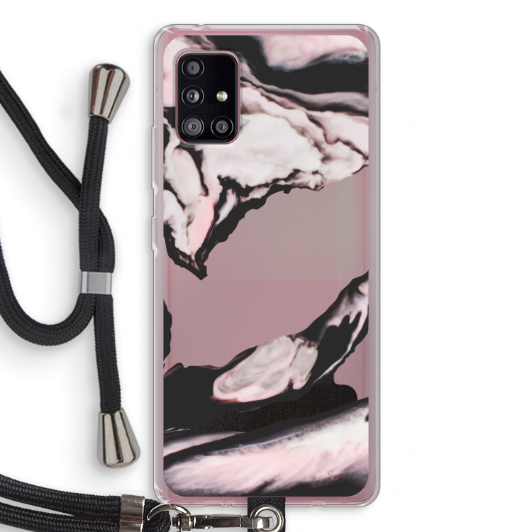 Roze stroom: Samsung Galaxy A51 5G Transparant Hoesje met koord