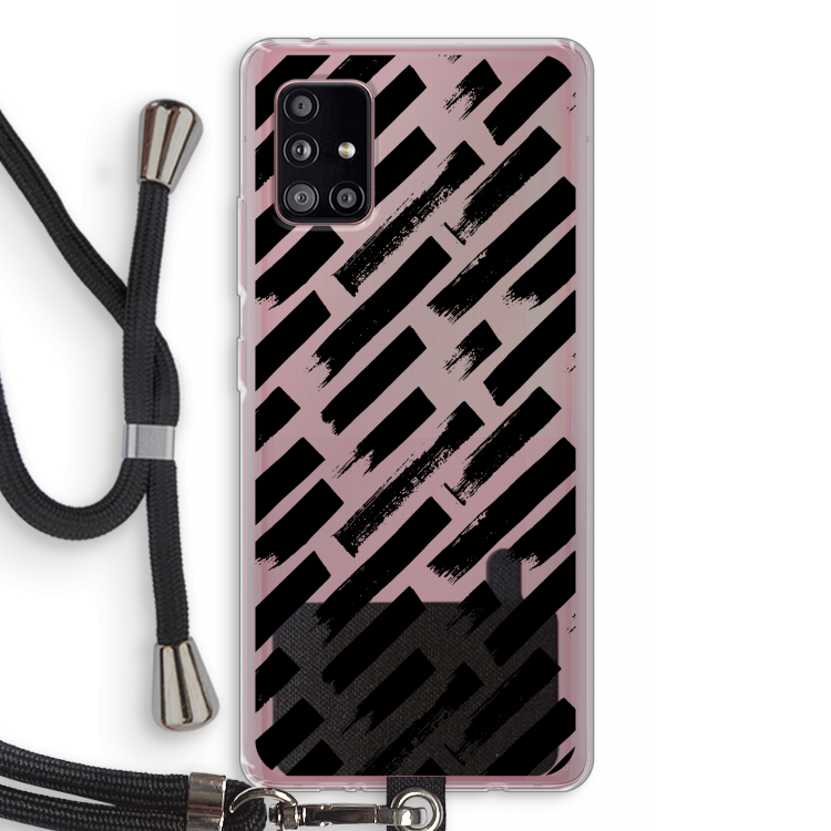 Zwarte vegen: Samsung Galaxy A51 5G Transparant Hoesje met koord