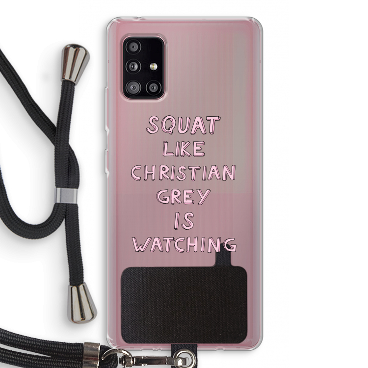 Christian Grey: Samsung Galaxy A51 5G Transparant Hoesje met koord