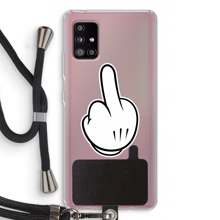 Middle finger white: Samsung Galaxy A51 5G Transparant Hoesje met koord