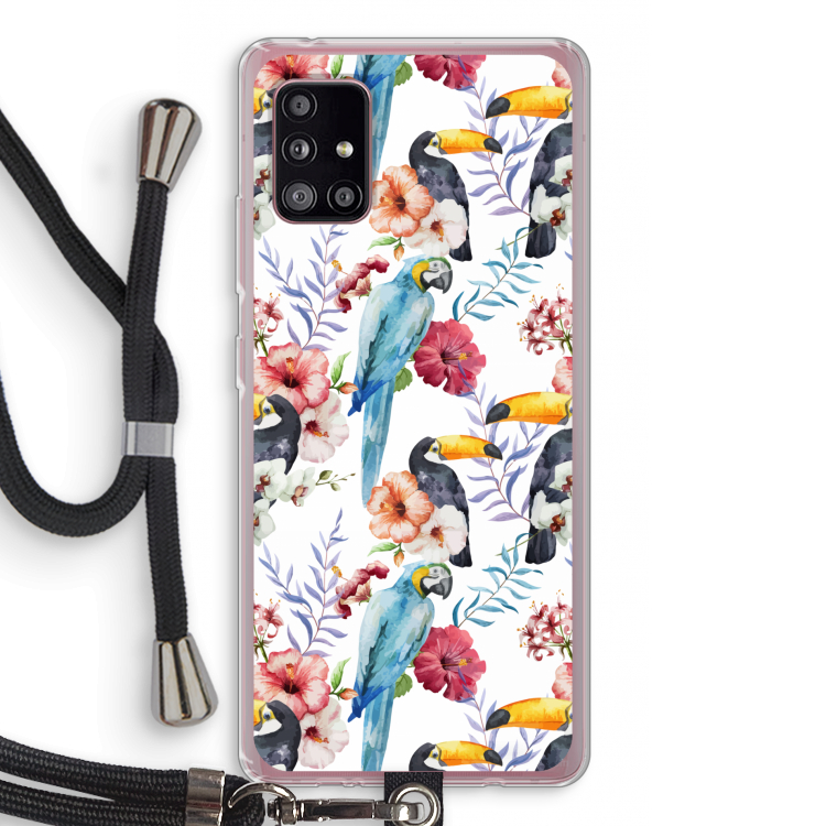 Bloemen tukan: Samsung Galaxy A51 5G Transparant Hoesje met koord
