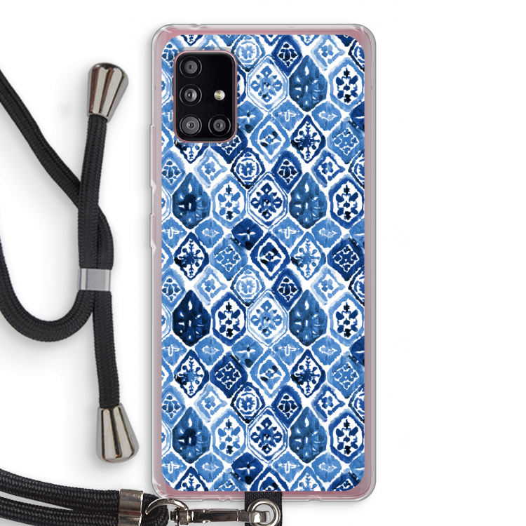 Blauw motief: Samsung Galaxy A51 5G Transparant Hoesje met koord
