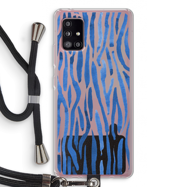 Blauwe nerven: Samsung Galaxy A51 5G Transparant Hoesje met koord