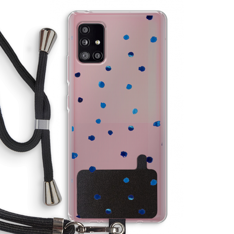 Blauwe stippen: Samsung Galaxy A51 5G Transparant Hoesje met koord