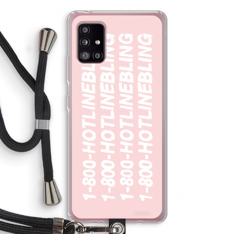 Hotline bling pink: Samsung Galaxy A51 5G Transparant Hoesje met koord