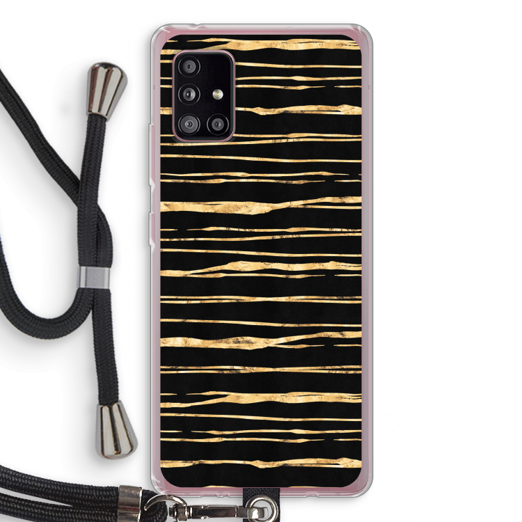 Gouden strepen: Samsung Galaxy A51 5G Transparant Hoesje met koord