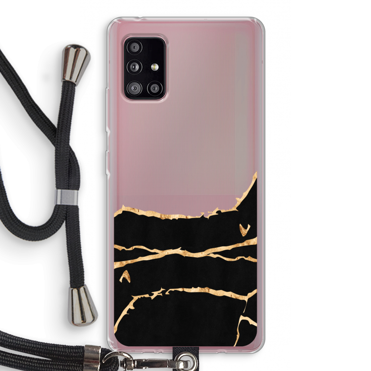 Gouden marmer: Samsung Galaxy A51 5G Transparant Hoesje met koord