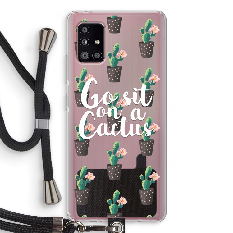 Cactus quote: Samsung Galaxy A51 5G Transparant Hoesje met koord