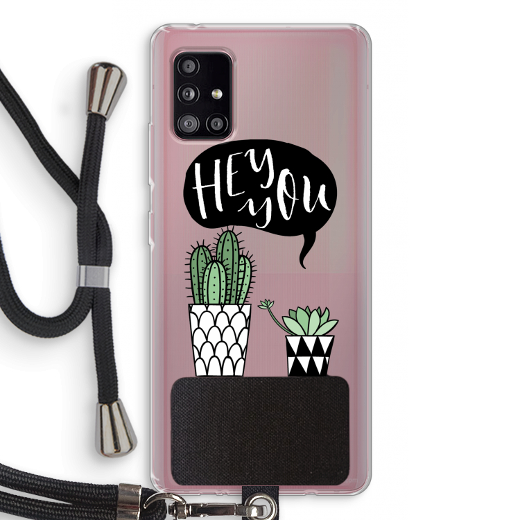 Hey you cactus: Samsung Galaxy A51 5G Transparant Hoesje met koord