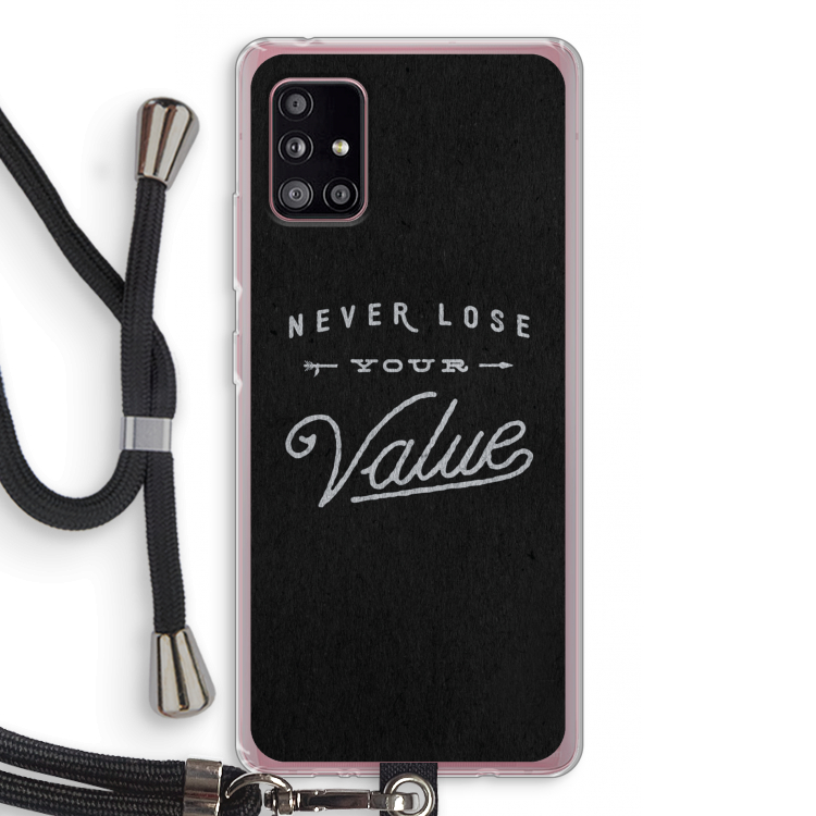 Never lose your value: Samsung Galaxy A51 5G Transparant Hoesje met koord
