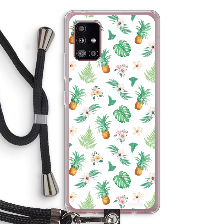Ananas bladeren: Samsung Galaxy A51 5G Transparant Hoesje met koord
