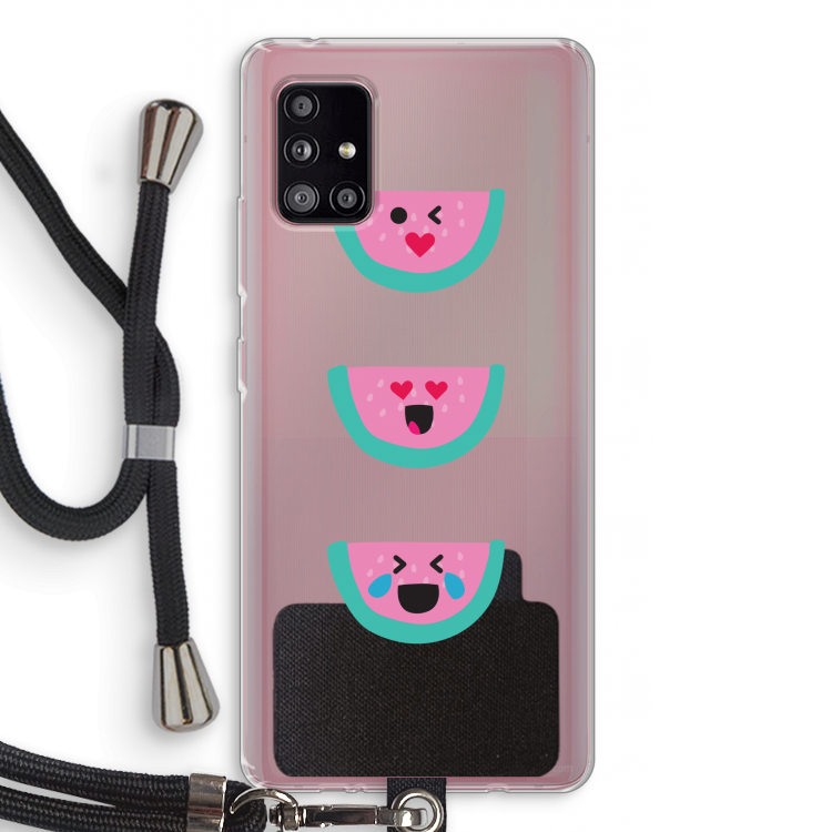 Smiley watermeloen: Samsung Galaxy A51 5G Transparant Hoesje met koord