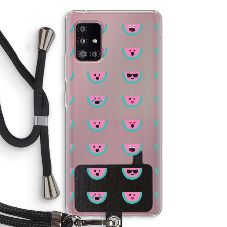 Smiley watermeloenprint: Samsung Galaxy A51 5G Transparant Hoesje met koord