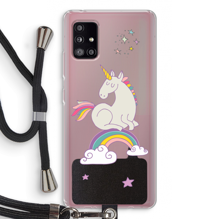 Regenboog eenhoorn: Samsung Galaxy A51 5G Transparant Hoesje met koord