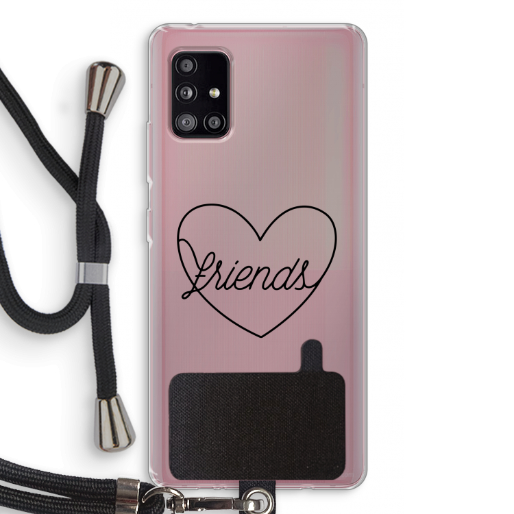 Friends heart black: Samsung Galaxy A51 5G Transparant Hoesje met koord