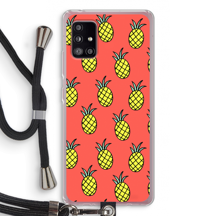 Ananas: Samsung Galaxy A51 5G Transparant Hoesje met koord