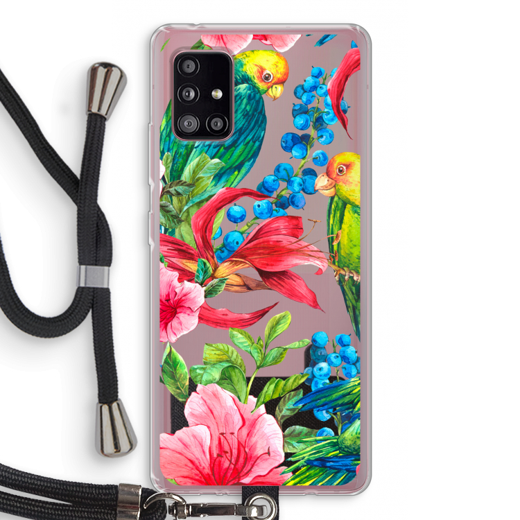 Papegaaien: Samsung Galaxy A51 5G Transparant Hoesje met koord