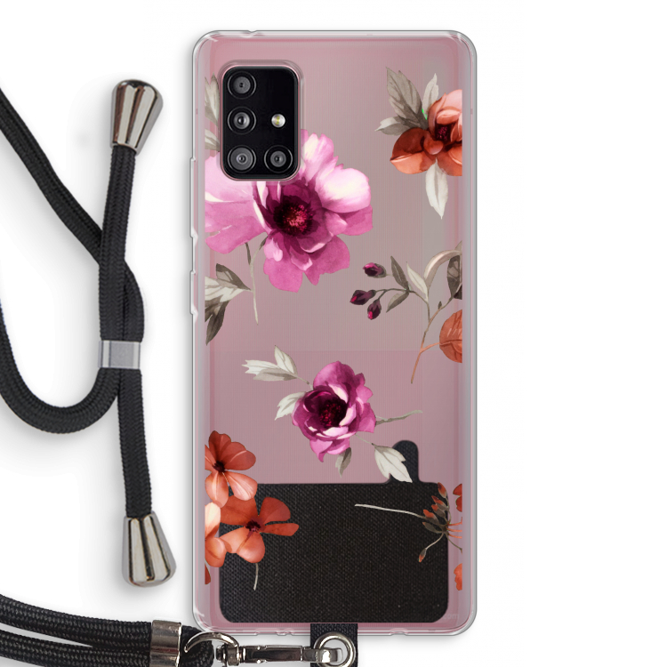 Geschilderde bloemen: Samsung Galaxy A51 5G Transparant Hoesje met koord