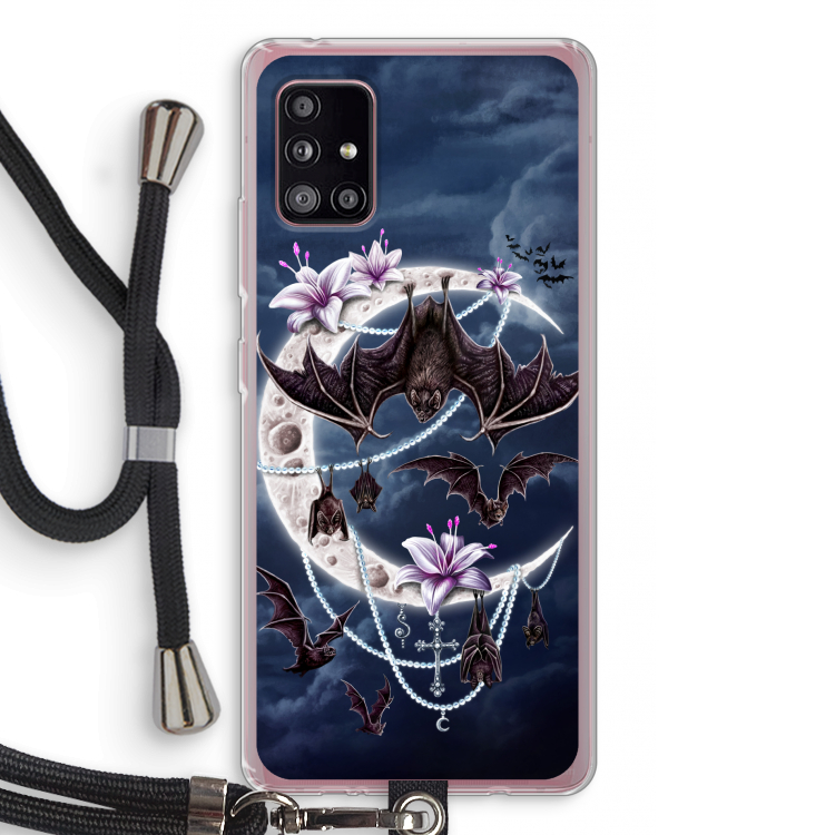 Vleermuizen Maan: Samsung Galaxy A51 5G Transparant Hoesje met koord