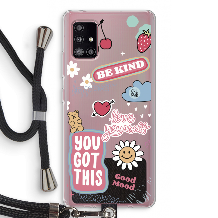Positivity: Samsung Galaxy A51 5G Transparant Hoesje met koord