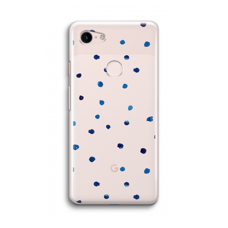 Blauwe stippen: Google Pixel 3 Transparant Hoesje
