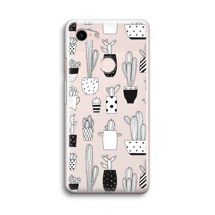 Cactusmotief: Google Pixel 3 Transparant Hoesje