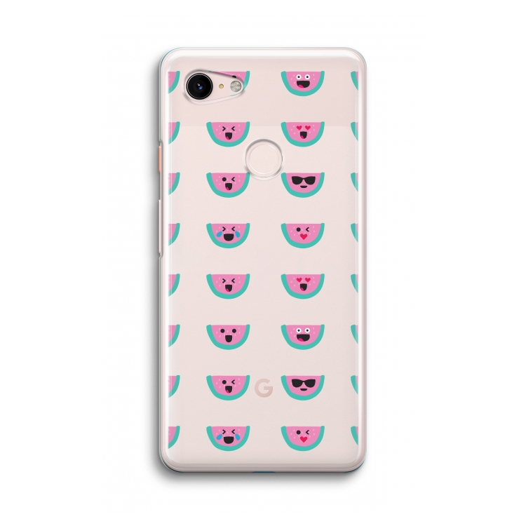 Smiley watermeloenprint: Google Pixel 3 Transparant Hoesje