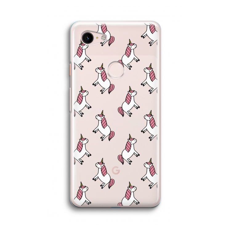Eenhoorns overal: Google Pixel 3 Transparant Hoesje
