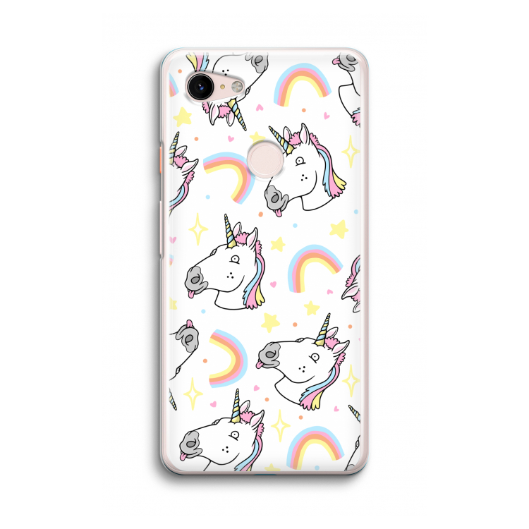 Rainbow Unicorn: Google Pixel 3 Transparant Hoesje