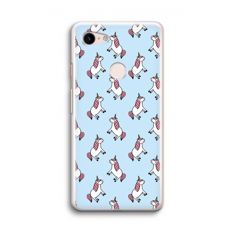 Eenhoorns overal: Google Pixel 3 Transparant Hoesje