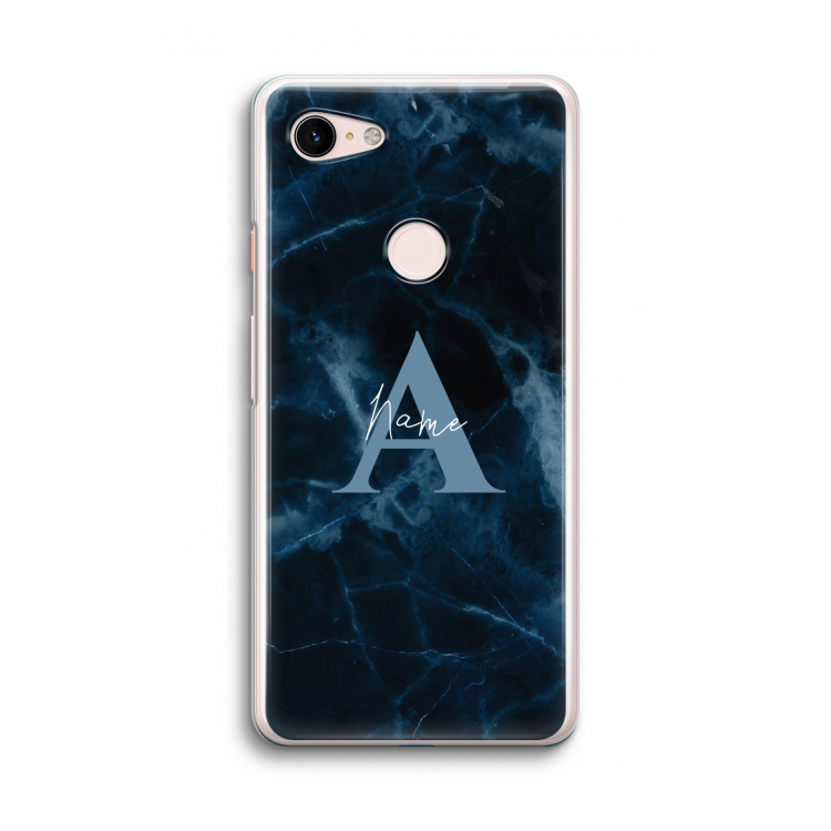 Midnight Marble: Google Pixel 3 Transparant Hoesje