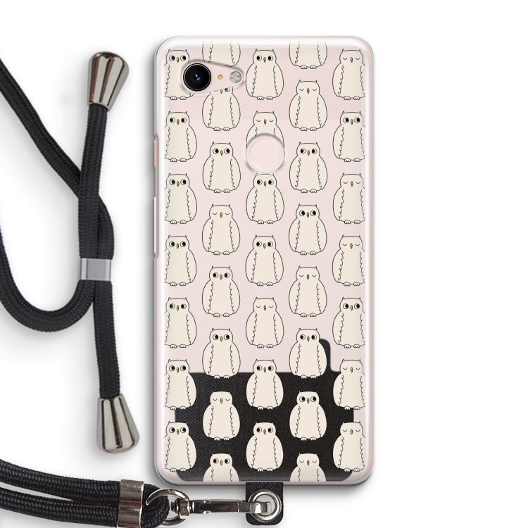 Uilen: Pixel 3 Transparant Hoesje met koord
