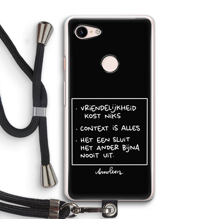 Mijn Motto's: Pixel 3 Transparant Hoesje met koord
