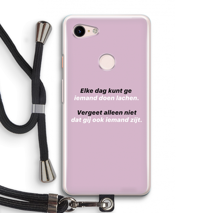 gij zijt ook iemand: Pixel 3 Transparant Hoesje met koord