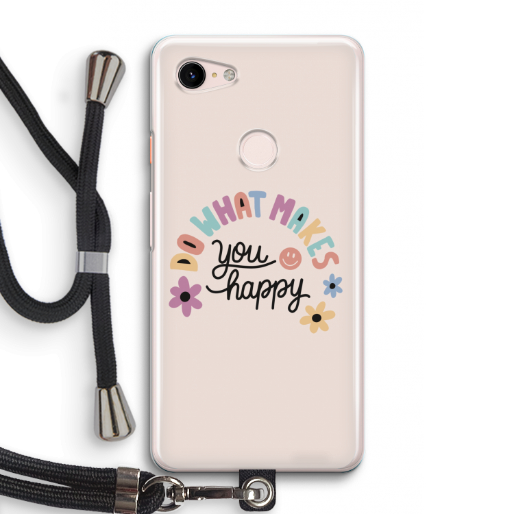 Happy days: Pixel 3 Transparant Hoesje met koord