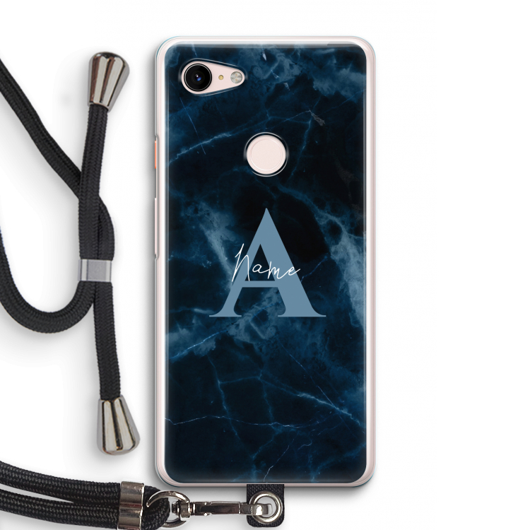 Midnight Marble: Pixel 3 Transparant Hoesje met koord