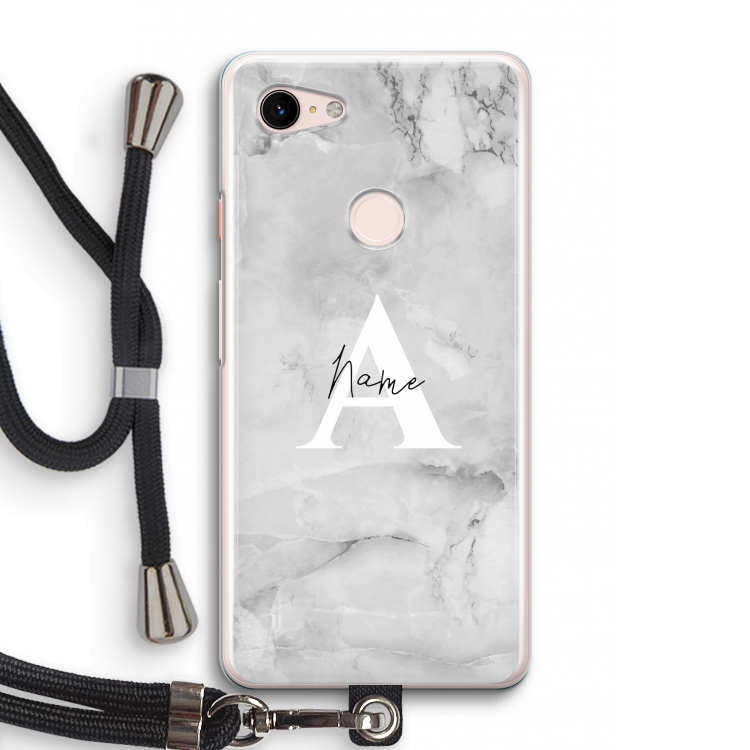 Ivory Marble: Pixel 3 Transparant Hoesje met koord