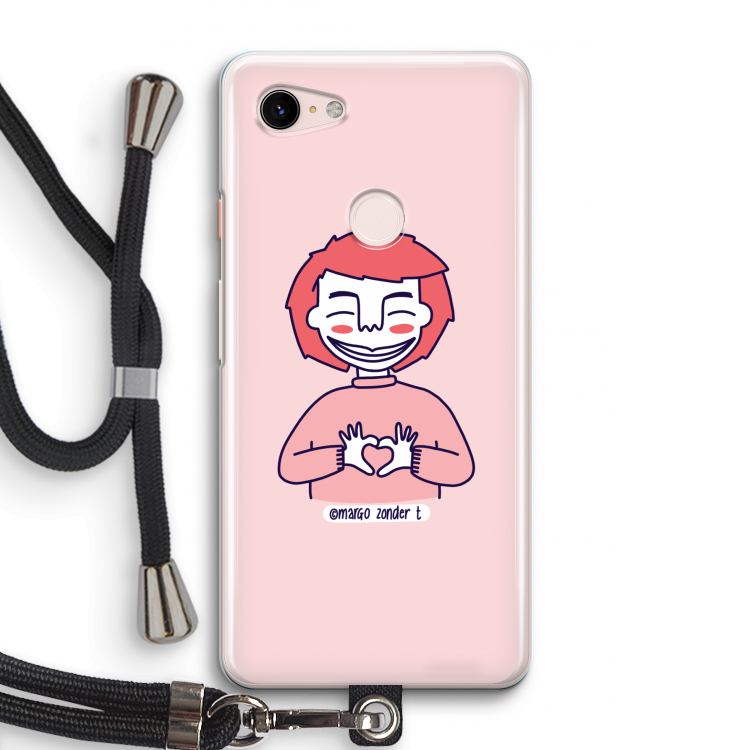 Hartje: Pixel 3 Transparant Hoesje met koord