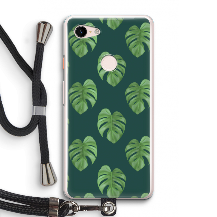 Monstera leaves: Pixel 3 Transparant Hoesje met koord
