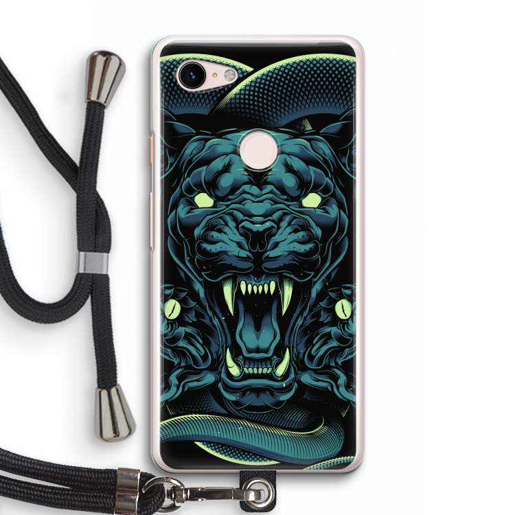 Cougar and Vipers: Pixel 3 Transparant Hoesje met koord