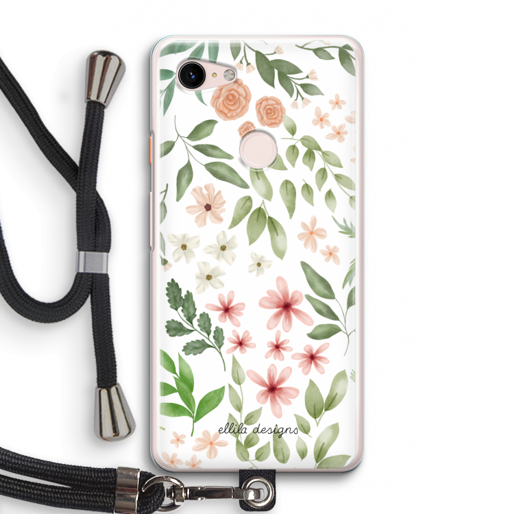 Botanical sweet flower heaven: Pixel 3 Transparant Hoesje met koord