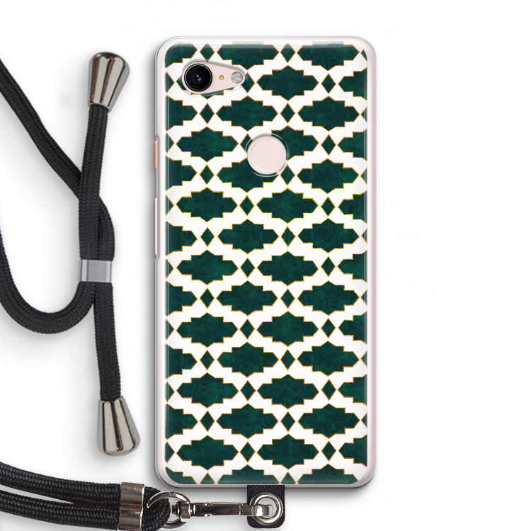 Moroccan tiles: Pixel 3 Transparant Hoesje met koord