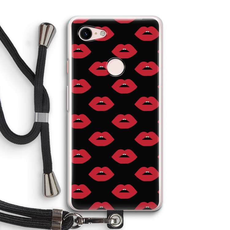 Lips: Pixel 3 Transparant Hoesje met koord