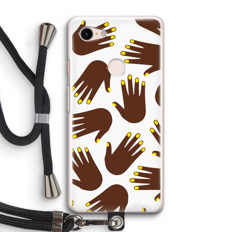 Hands dark: Pixel 3 Transparant Hoesje met koord