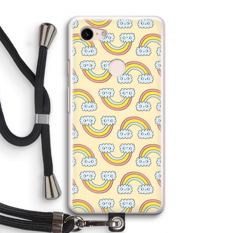 Regenboog: Pixel 3 Transparant Hoesje met koord