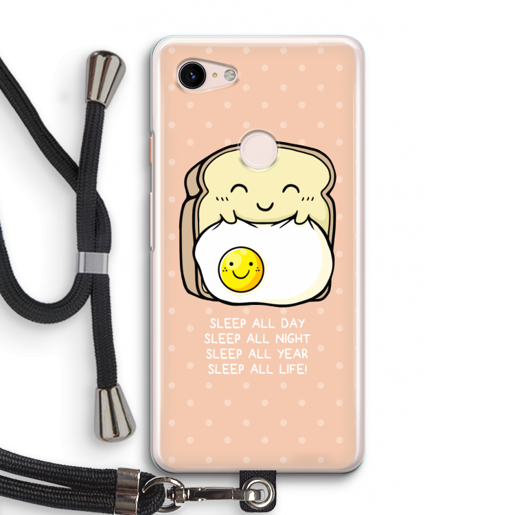 Sleep All Day: Pixel 3 Transparant Hoesje met koord