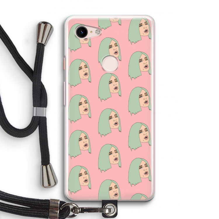 King Kylie: Pixel 3 Transparant Hoesje met koord